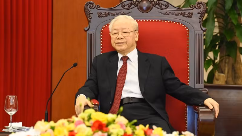 Tổng Bí thư Nguyễn Phú Trọng phát biểu tại buổi tiếp.