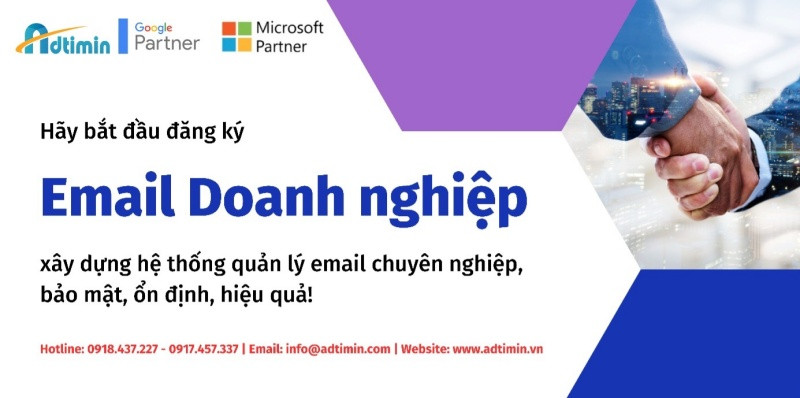 Đăng ký email theo tên miền doanh nghiệp.