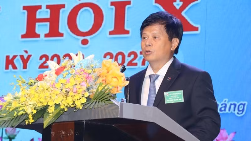 Phó Chủ tịch Hội Nhà báo Việt Nam Trần Trọng Dũng phát biểu tại Đại hội.