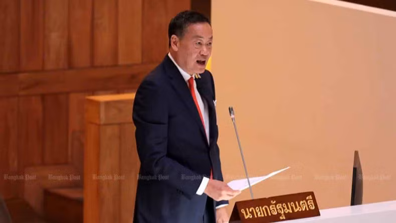 Thủ tướng Thái Lan Srettha Thavisin trong phiên tranh luận tại Quốc hội. (Ảnh: Bưu điện Bangkok)