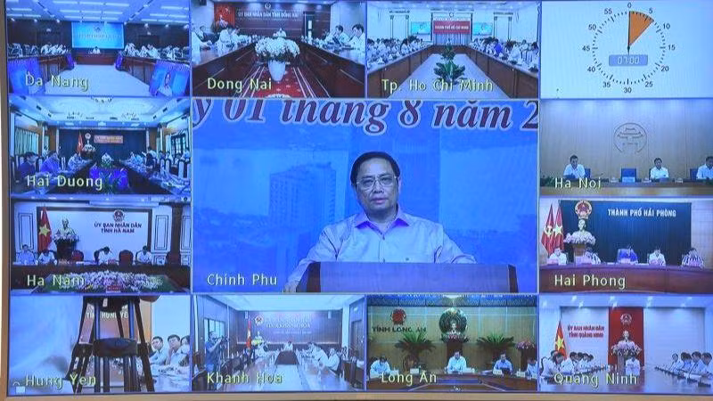 Hội nghị được truyền trực tuyến tới các điểm cầu Ủy ban nhân dân 19 tỉnh, thành phố trực thuộc Trung ương. (Ảnh: Trần Hải)