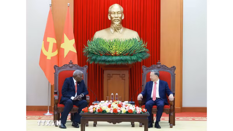 Tổng Bí thư Tô Lâm tiếp Chủ tịch Quốc hội Cuba Esteban Lazo Hernandez. (Ảnh: Thống Nhất/TTXVN)