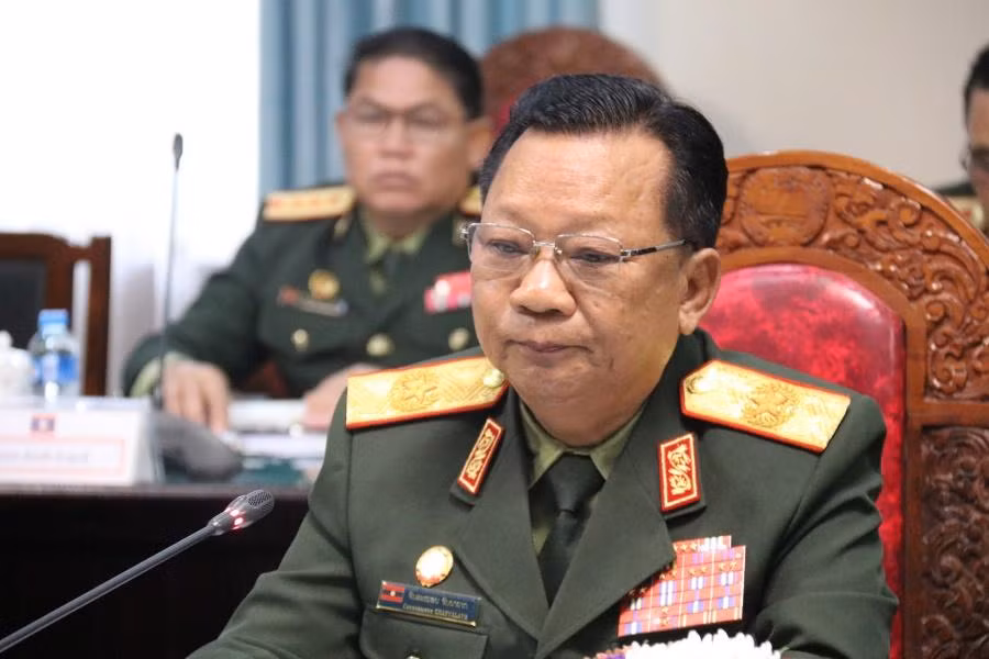 Đại tướng Chansamone Chanyalath, Phó Thủ tướng, Bộ trưởng Quốc phòng Lào. (Ảnh: Trịnh Dũng)