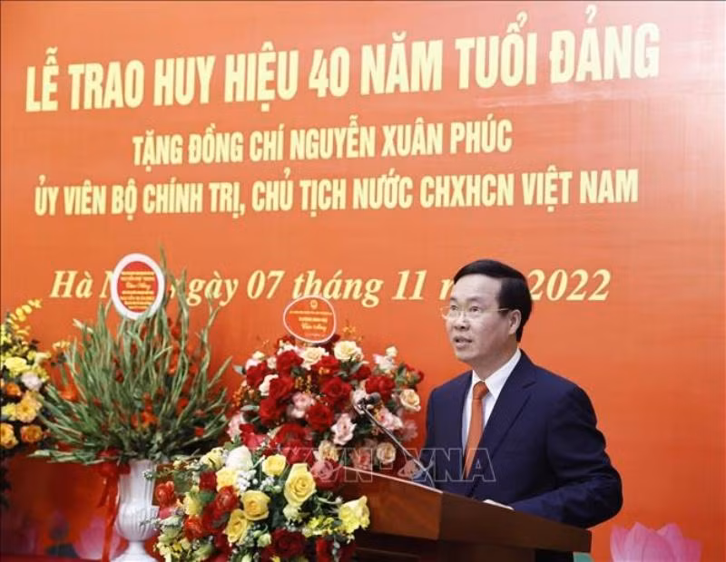 Đồng chí Võ Văn Thưởng, Ủy viên Bộ Chính trị, Thường trực Ban Bí thư phát biểu. (Ảnh: Thống Nhất/TTXVN)