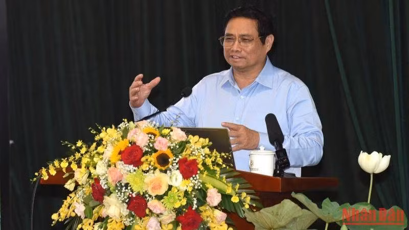 Thủ tướng Phạm Minh Chính phát biểu tại buổi làm việc. (Ảnh: Trần Hải)