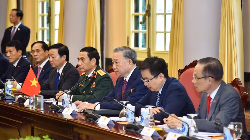 Chủ tịch nước Tô Lâm phát biểu tại buổi hội đàm.