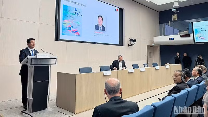 Bộ trưởng Nguyễn Hồng Diên khẳng định: Việt Nam luôn cởi mở chào đón các doanh nghiệp, nhà đầu tư đến đầu tư kinh doanh lâu dài và thành công, đồng thời cam kết ổn định chính sách lâu dài để các nhà đầu tư Pháp và EU kinh doanh hiệu quả. (Ảnh: Khải Hoàn)