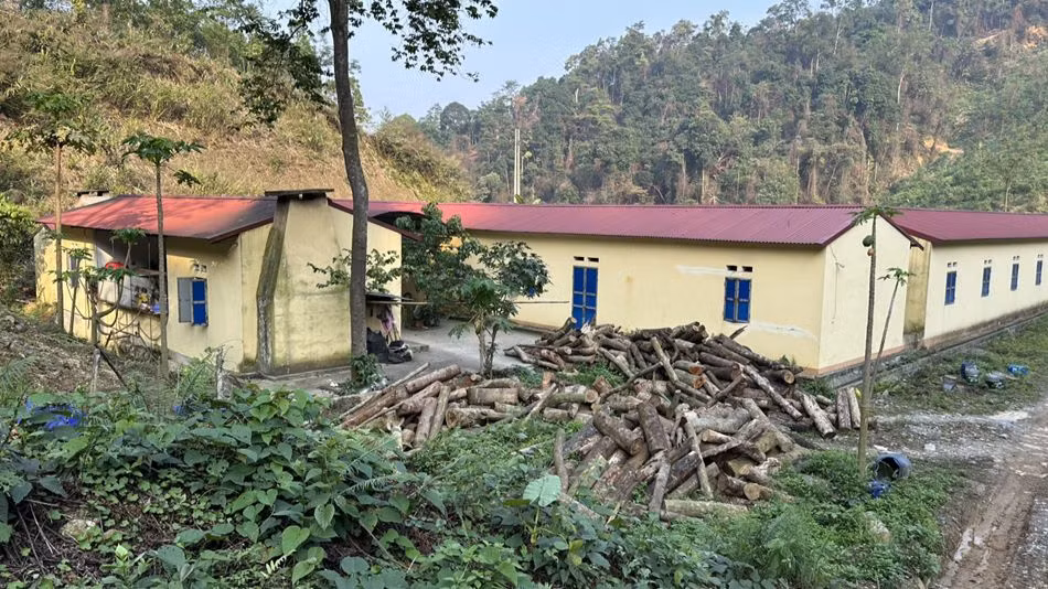 Nhiều gỗ tròn tập kết dưới chân lô sát với khu vực nhà máy của Công ty Trách nhiệm hữu hạn và thương mại Hoàng Nam.