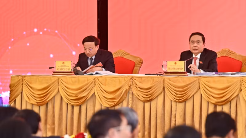 Phó Chủ tịch Thường trực Quốc hội Trần Thanh Mẫn điều hành Hội nghị. (Ảnh: Duy Linh)
