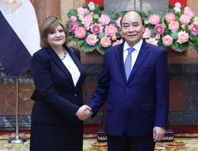 Chủ tịch nước Nguyễn Xuân Phúc tiếp Đại sứ Ai Cập tại Việt Nam Amal Abdel Kader Elmorsi Salama. (Ảnh: Đại sứ quán Ai Cập tại Việt Nam)