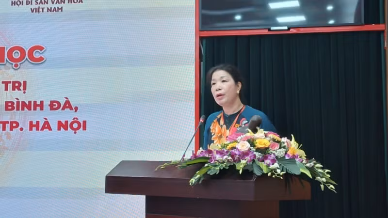 Phó Giám đốc Sở Văn hóa và Thể thao Hà Nội Trần Thị Vân Anh phát biểu tại Hội thảo.