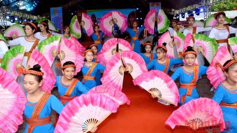 Thiếu nữ Chăm biểu diễn điệu múa truyền thống của dân tộc tại Lễ hội.