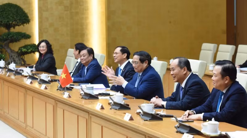 Thủ tướng Phạm Minh Chính phát biểu ý kiến tại buổi hội kiến.