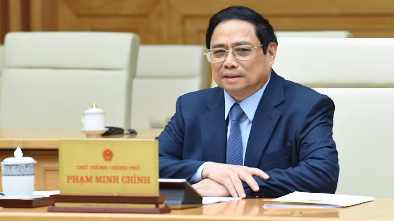 Thủ tướng Phạm Minh Chính phát biểu tại buổi tiếp Chủ tịch Liên minh Nghị sĩ hữu nghị Nhật Bản-Việt Nam Nikai Toshihiro.