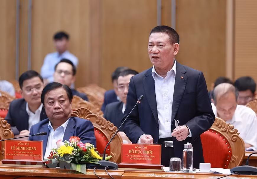 Bộ trưởng Tài chính Hồ Đức Phớc phát biểu. (Ảnh: Dương Giang/TTXVN)