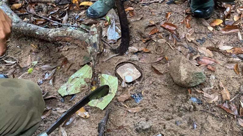 Lực lượng kiểm lâm tuần tra, tháo dỡ bẫy thú. (Ảnh: Nhân vật cung cấp).