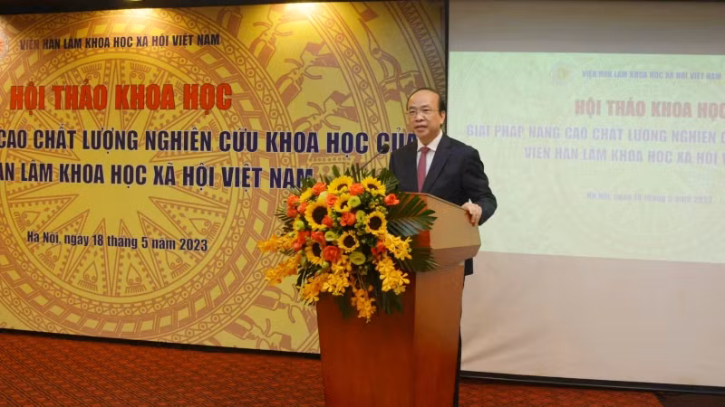 Tiến sĩ Phan Chí Hiếu, Chủ tịch Viện Hàn lâm Khoa học xã hội Việt Nam phát biểu khai mạc.