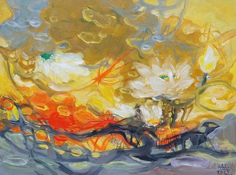 Tác phẩm của họa sĩ Bình Nhi tại Triển lãm tranh "Âm không".