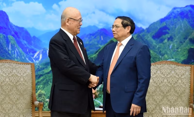 Thủ tướng Phạm Minh Chính đón ông Takebe Tsutomu, Cố vấn Đặc biệt Liên minh Nghị sĩ hữu nghị Nhật-Việt.