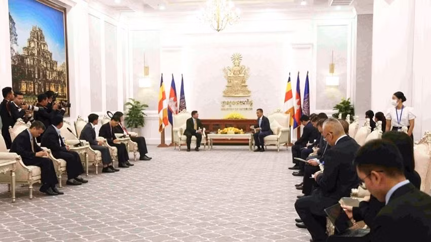 Buổi chào xã giao được tổ chức tại trụ sở Bộ Nội vụ Campuchia ở thủ đô Phnom Penh. (Ảnh: Sơn Xinh)