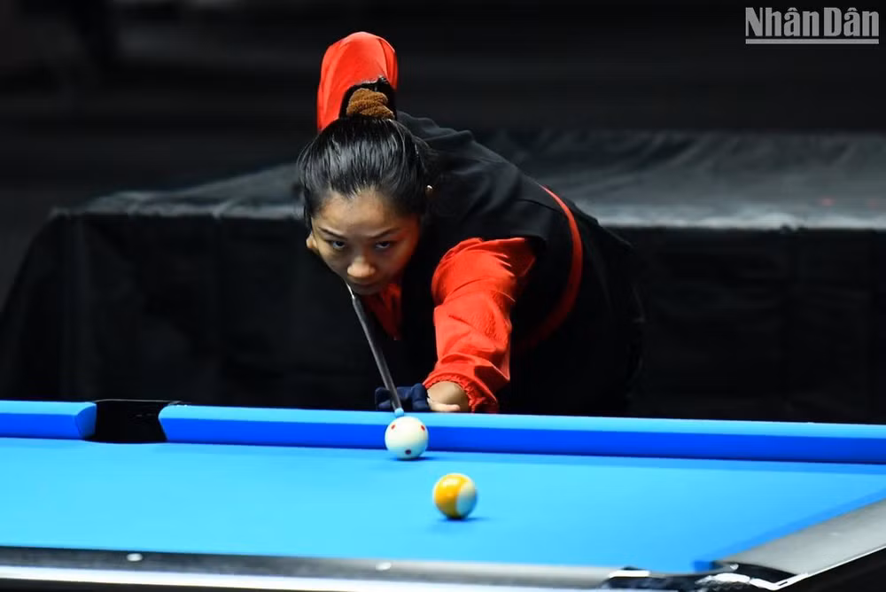 Cơ thủ Đoàn Thị Ngọc Lệ (Hà Nội) giành Huy chương Vàng nội dung Pool 9 bi đơn nữ môn Billiards & Snooker tại Đại hội Thể thao toàn quốc lần thứ IX năm 2022.