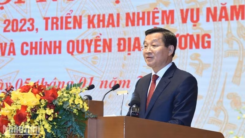 Phó Thủ tướng Lê Minh Khái phát biểu tại Hội nghị.