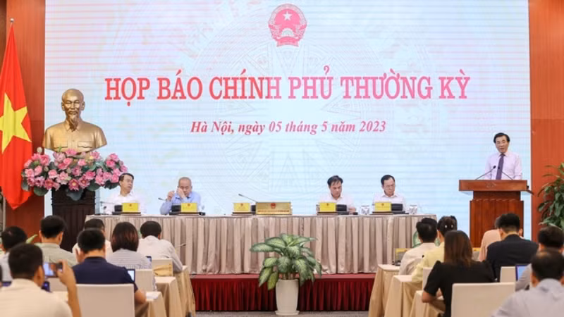 Họp báo Chính phủ thường kỳ tháng 4. (Ảnh: VGP)