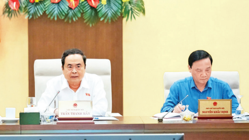 Chủ tịch Quốc hội Trần Thanh Mẫn phát biểu ý kiến tại phiên họp Ủy ban Thường vụ Quốc hội chiều 16/4/2025. (Ảnh: ĐĂNG ANH)