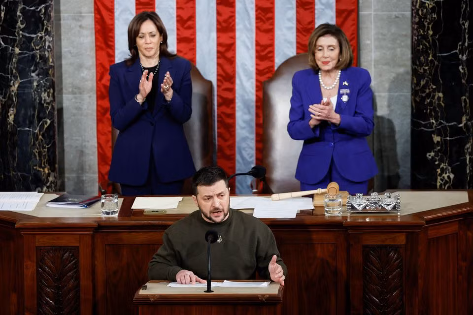 Tổng thống Ukraine Zelensky phát biểu trước Quốc hội Mỹ, ngày 21/12/2022. (Ảnh: Reuters)