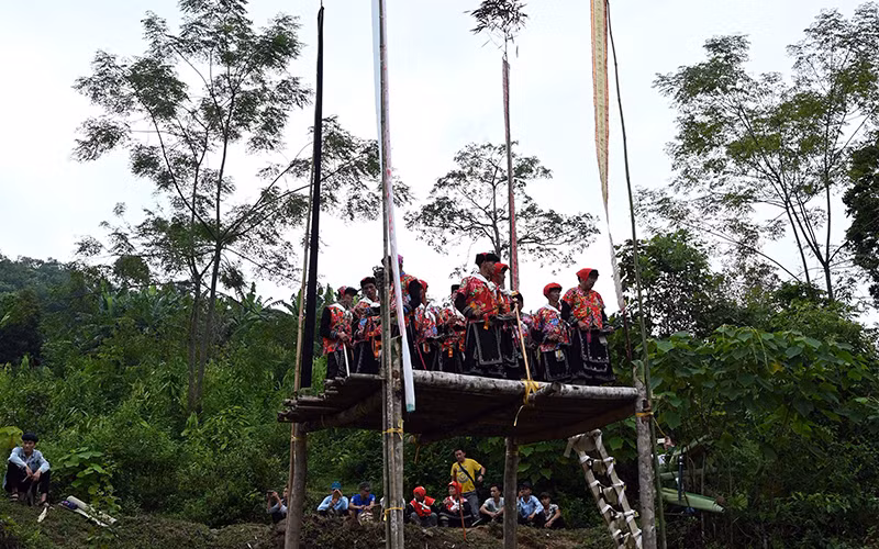 Nghi lễ cấp sắc 12 đèn của đồng bào dân tộc Dao tại xã Hoa Thám, huyện Nguyên Bình, tỉnh Cao Bằng. (Ảnh Đăng Anh)