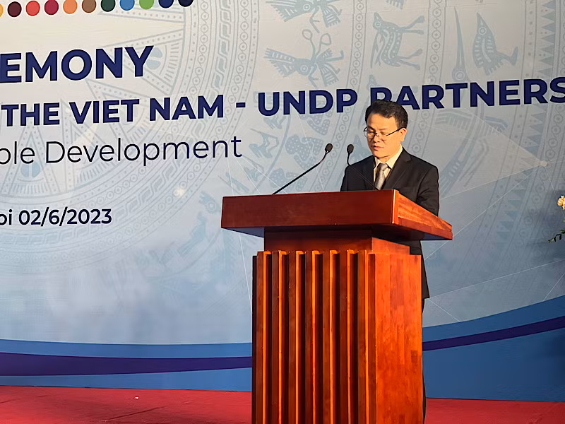 Thứ trưởng Kế hoạch và Đầu tư Trần Quốc Phương phát biểu tại sự kiện.