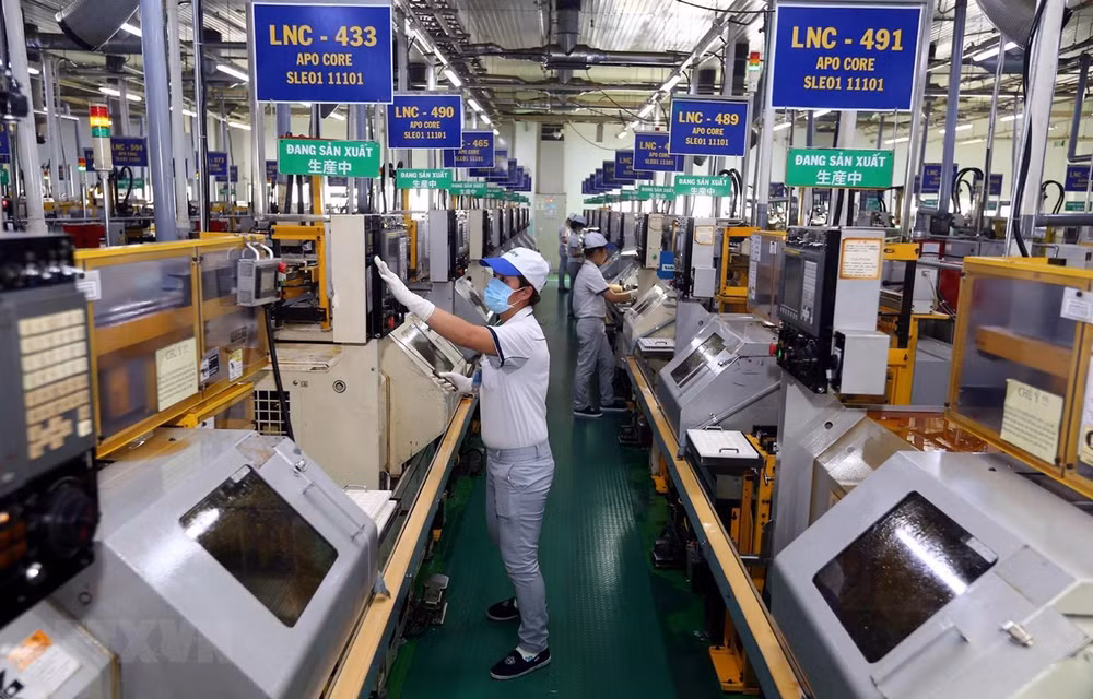 Khu vực đầu tư nước ngoài hiện đóng góp 20,13% GDP, chiếm 72% tổng giá trị xuất khẩu và khoảng 50% sản lượng công nghiệp. Ảnh: TTXVN