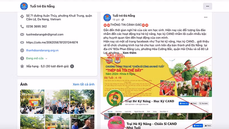 Thông tin cảnh báo được đăng.