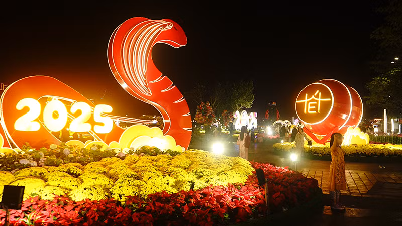 Đường hoa xuân đêm 29 Tết.