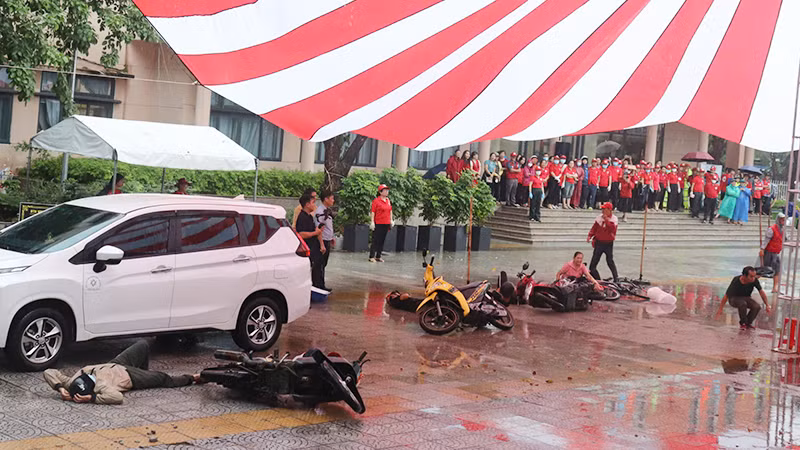 Hiện trường tai nạn giả định.