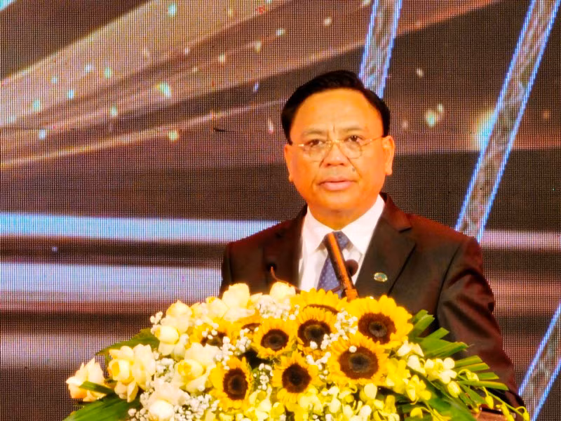 Chủ tịch Hiệp hội doanh nghiệp tỉnh Thanh Hóa phát biểu tại buổi lễ.