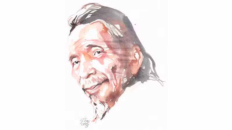 Ký họa chân dung thi sĩ Văn Cao của họa sĩ Đỗ Hoàng Tường.