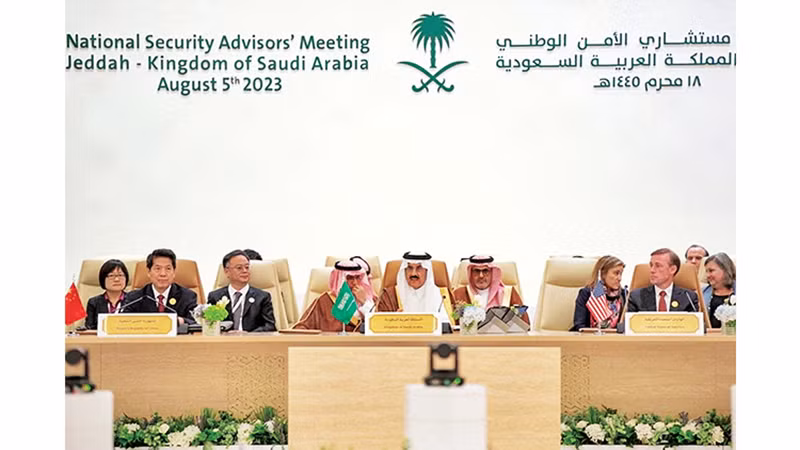 Đại diện của Trung Quốc, Saudi Arabia và Mỹ tham dự cuộc đàm phán về hòa bình cho Ukraine tại Jeddah ngày 5/8. Ảnh | REUTERS