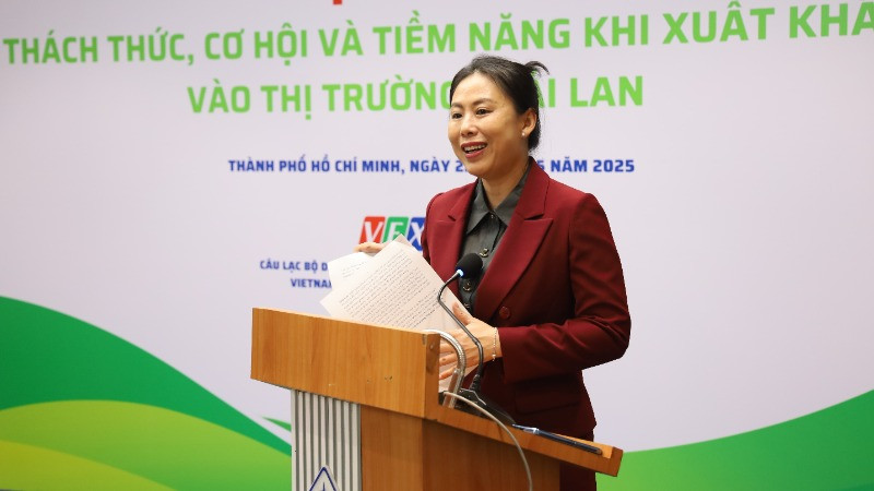 Bà Hồ Thị Quyên, Phó Giám đốc Trung tâm Xúc tiến Thương mại và Đầu tư Thành phố Hồ Chí Minh, phát biểu tại Hội thảo.