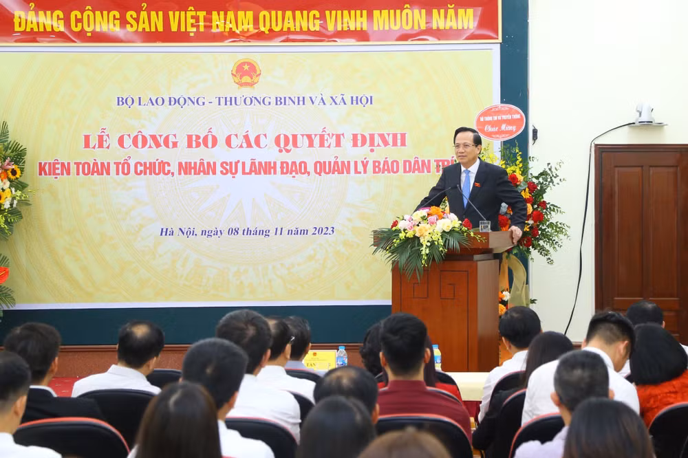 Bộ trưởng Lao động-Thương binh và Xã hội Đào Ngọc Dung phát biểu tại Lễ công bố. Bộ trưởng Lao động-Thương binh và Xã hội Đào Ngọc Dung phát biểu tại Lễ công bố.