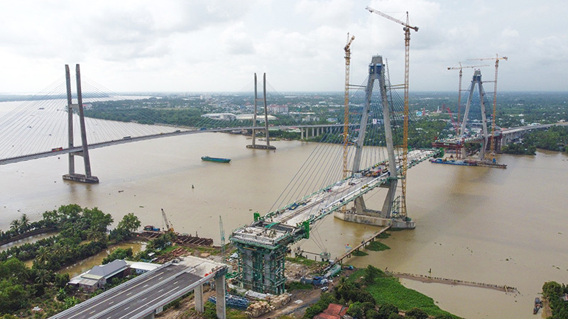 Toàn cảnh công trình cầu Mỹ Thuận 2. 