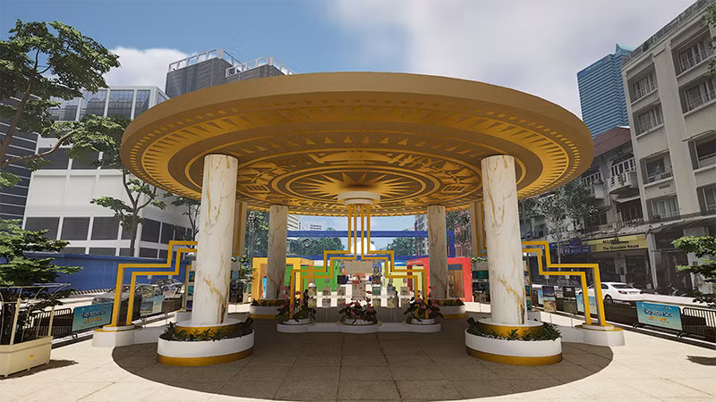 Thiết kế trống đồng Đông Sơn tại Lễ hội Đường sách Tết 2024.