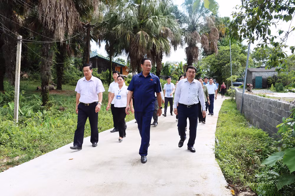 Phó Chủ tịch Quốc hội Trần Quang Phương kiểm tra chương trình xây dựng nông thôn mới tại xã Ngọc Linh, huyện Vị Xuyên.