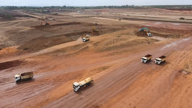 Hiện trường xây dựng sân bay Long Thành, tỉnh Đồng Nai. (Ảnh: THIÊN VƯƠNG)