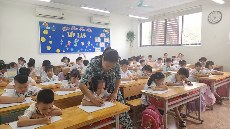 Giờ học của học sinh Trường tiểu học Chu Văn An (Tây Hồ, Hà Nội).