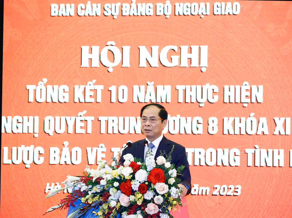 Bộ trưởng Ngoại giao Bùi Thanh Sơn phát biểu. (Ảnh: TTXVN)