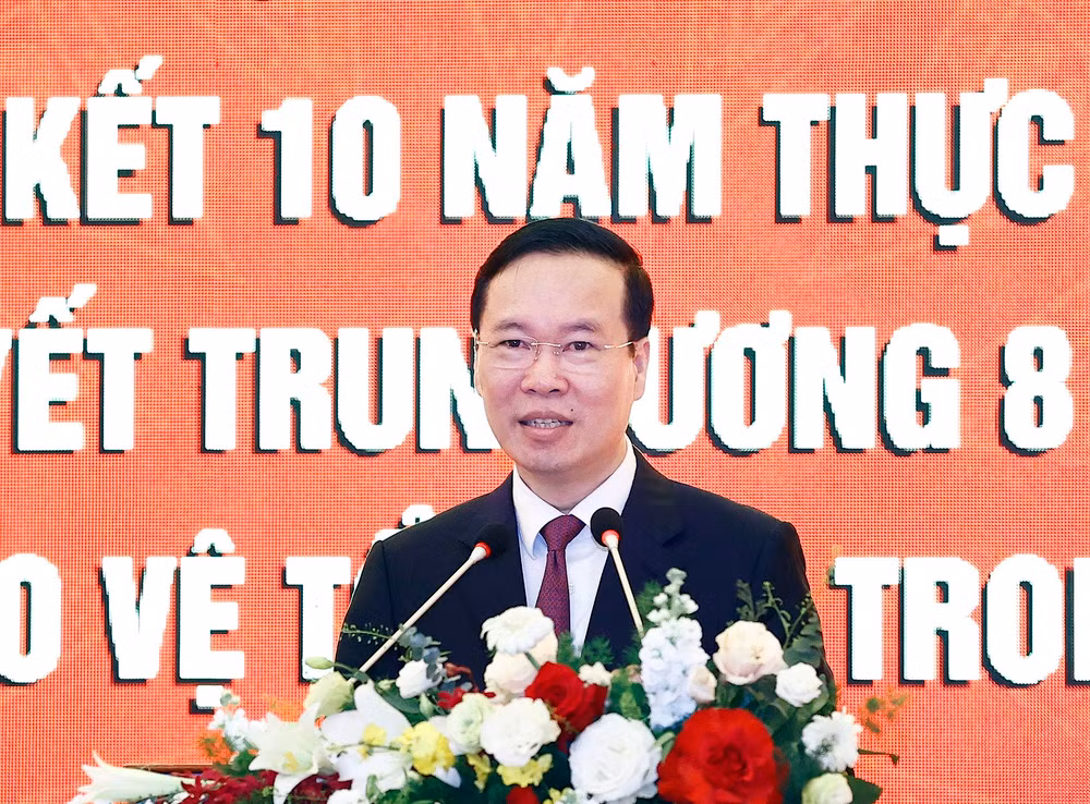 Chủ tịch nước Võ Văn Thưởng phát biểu chỉ đạo. (Ảnh: TTXVN)