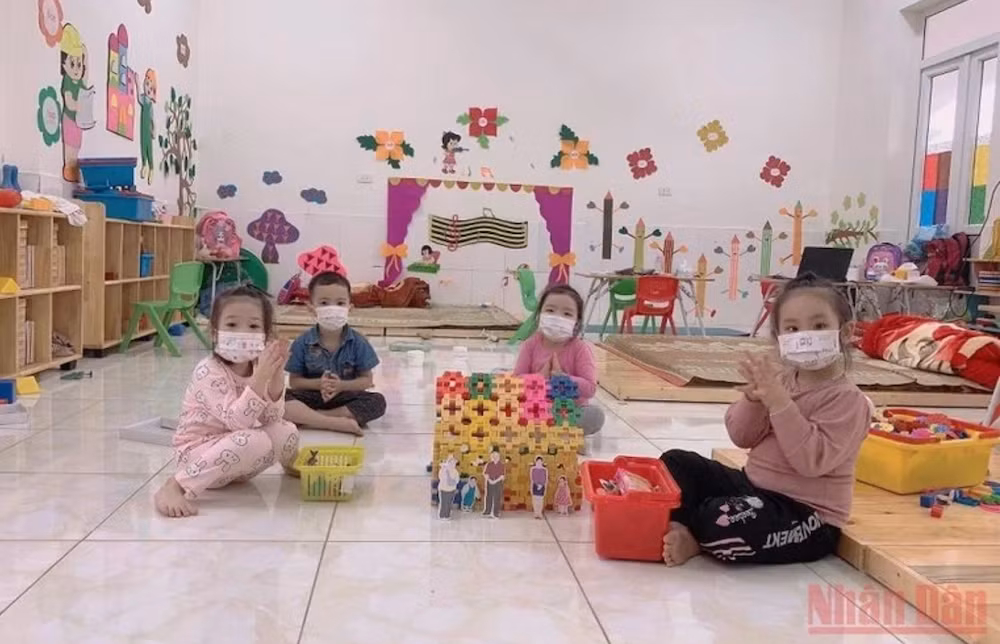 Một phòng học mẫu giáo của Trường mầm non Tiền Châu, thành phố Phúc Yên, Vĩnh Phúc. (Ảnh: HÀ HỒNG HÀ) 