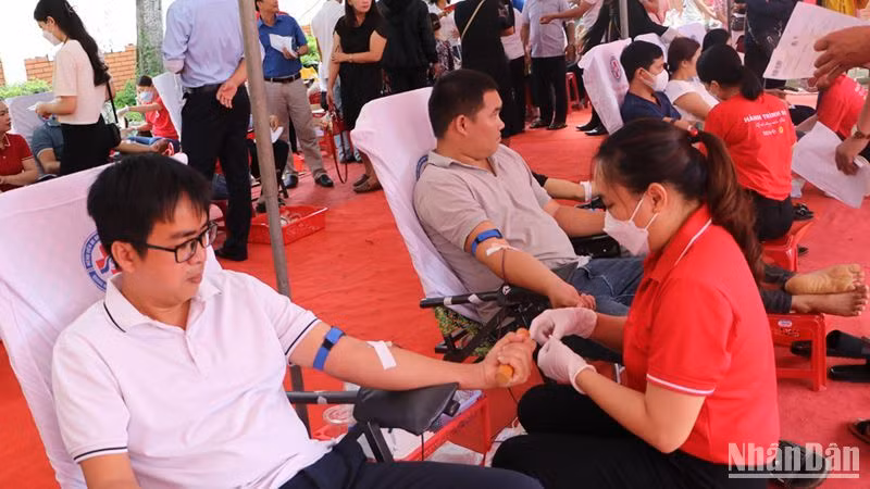 Hưởng ứng Chương trình “Hành trình đỏ” năm 2023, đông đảo cán bộ, công nhân, viên chức, đoàn viên, thanh niên và người dân tỉnh Quảng Ngãi tham gia hiến máu tình nguyện.