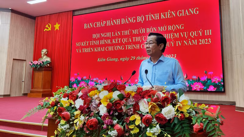 Bí thư Tỉnh ủy Kiên Giang Đỗ Thanh Bình phát biểu chỉ đạo.